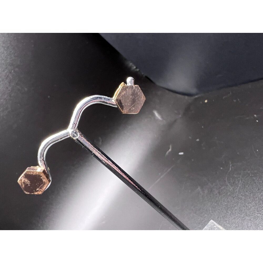 Rose Gold Hexagon Earrings - Picture 2 of 5